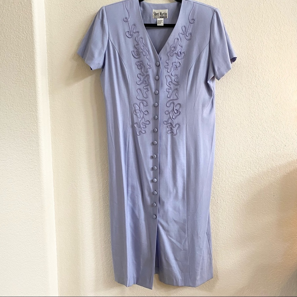Vintage‎ Sheri Martin Lavender Shoulder Pad Dress SZ 14